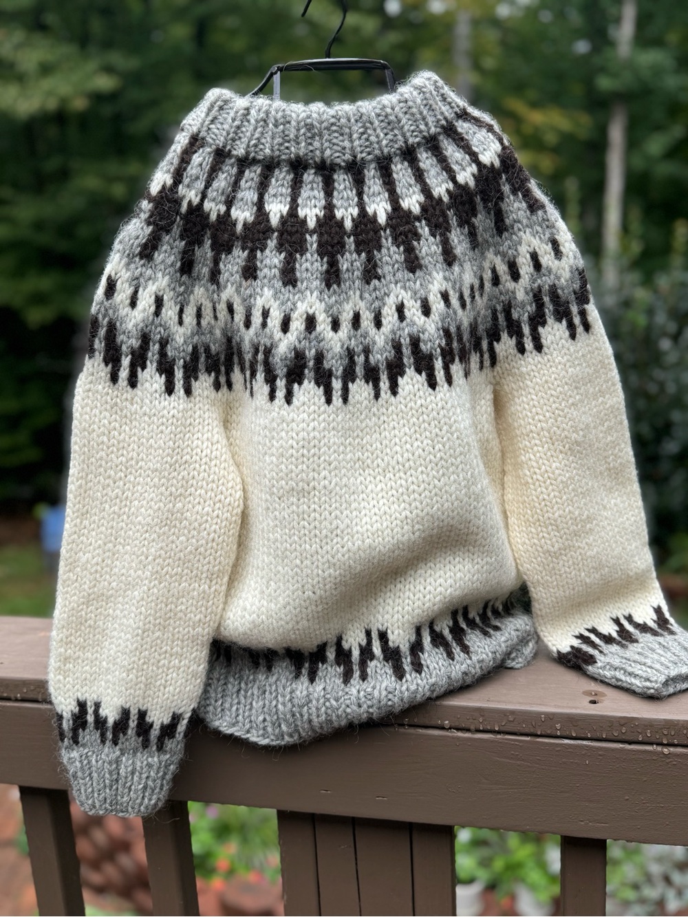 Vintage Cream and Brown  Wool Sweater
